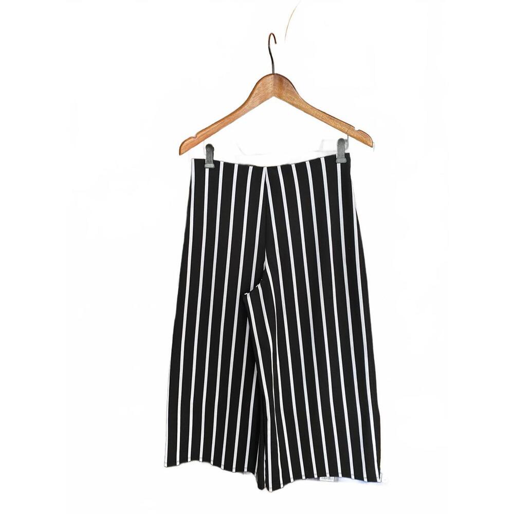 ZARA Striped Split Skirt M High Waisted Midi Wide Leg Pant